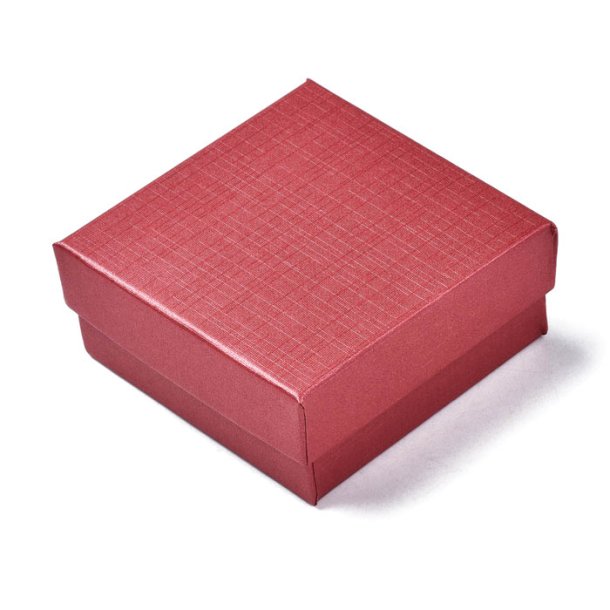 Jewellery gift box, red with black velvet insert, 70x70x30 mm, 2 pcs.