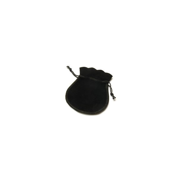 Smykkepose, rund, sort, velour, 90x70 mm, 10 stk.