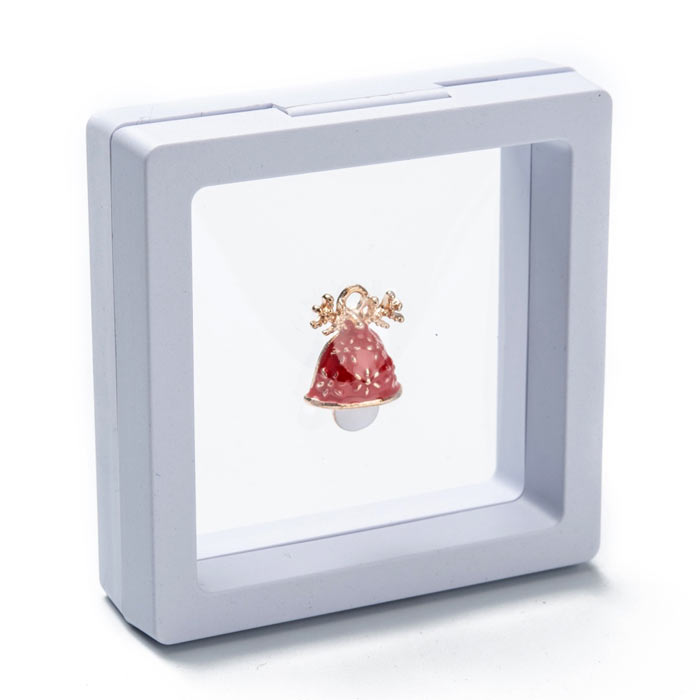 Displayrahmen mit klarer PE-Stretchfolie, weißer Kunststoff, mit weißer Kartonage, 7x7x2 cm, 1 Stk
