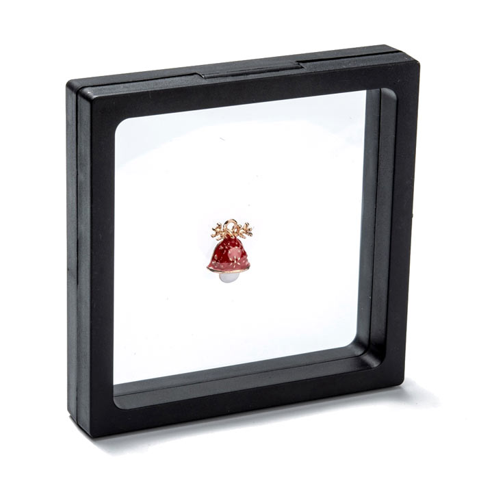 Displayrahmen, klarer PE-Stretchfolie, Schwarzer Kunststoff, mit weißer Kartonage, 11x11x2 cm, 1 Stk