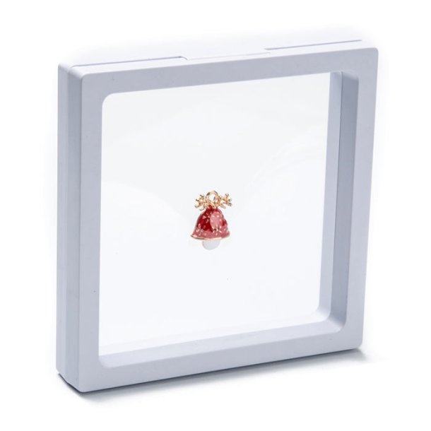 Display frame with clear PE stretch film, white plastic, with white cardboard box, 11x11x2 cm, 1 pc