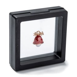 Displayrahmen, klarer PE-Stretchfolie, Schwarzer Kunststoff, mit lila Kartonage, 7x7x2 cm, 1 Stck