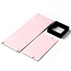 Displayrahmen, klarer PE-Stretchfolie, Schwarzer Kunststoff, mit rosa Kartonage, 7x7x2 cm, 1 Stk