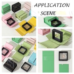 Displayrahmen, klarer PE-Stretchfolie, Schwarzer Kunststoff, mit rosa Kartonage, 7x7x2 cm, 1 Stk