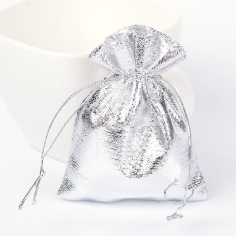 Smykkepose, sølvfarvet, 7x9 cm, 20 stk.