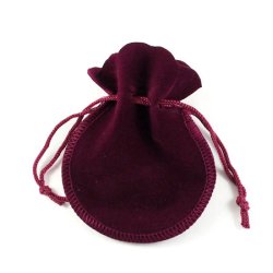 Schmuckbeutel, runde, klein, dunkelrot, Samt, 90x70 mm, 10 Stk.
