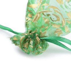 Schmuckbeutel, zufllig gemischte Farben mit Muster, Organza ca. 7x9 cm, 10 Stck