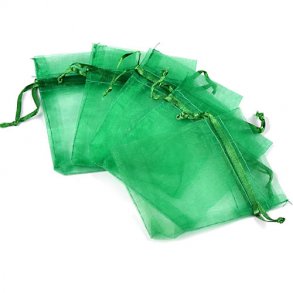 Jewellery bags, green, organza 7x9cm, 20pcs