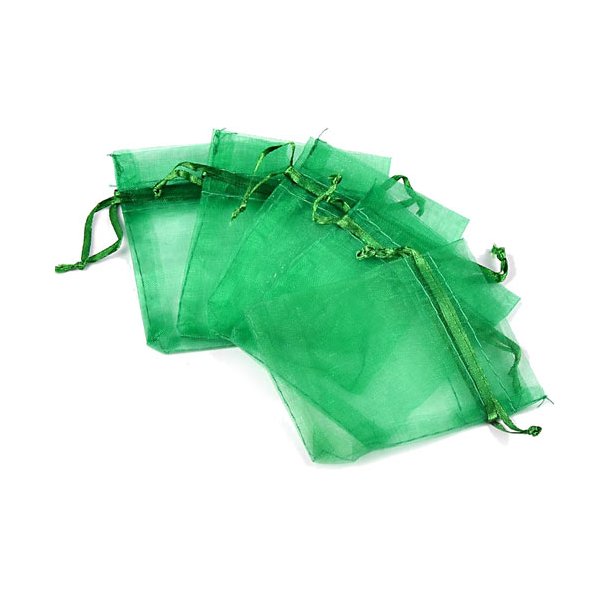 Jewellery bags, green, organza 7x9cm, 20pcs