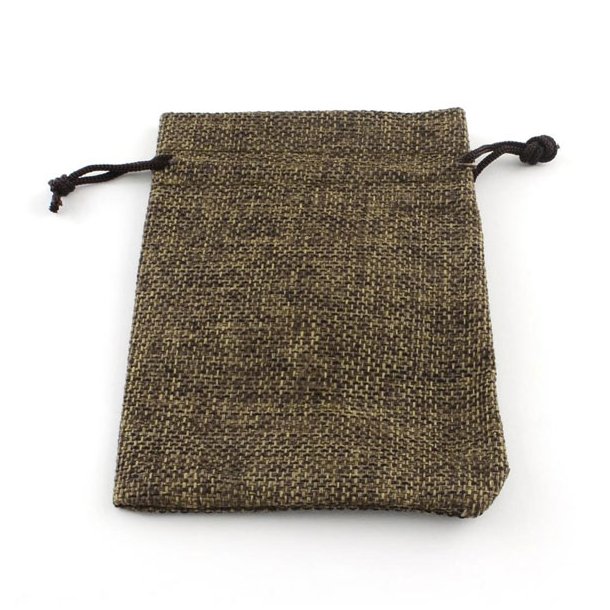 Jewellery bags, dark sienna, burlap, 7x9cm, 10pcs.
