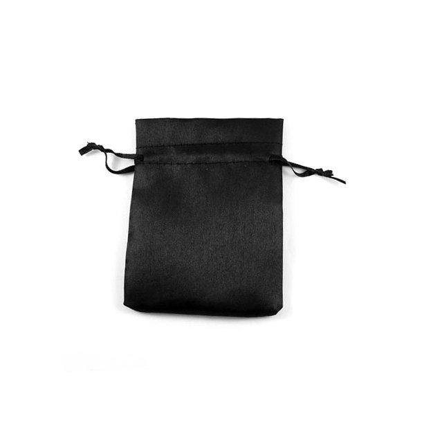 Smykkepose, elegant ugennemsigtig, sort stof med glans, 8x10 cm, 20 stk.