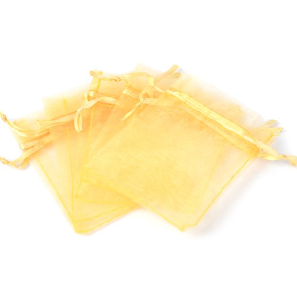 Jewellery bags, golden yellow, organza 7x9cm, 20pcs