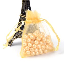 Schmuckbeutel, gold-gelblich, Organza 7x9 cm, 20 Stk.