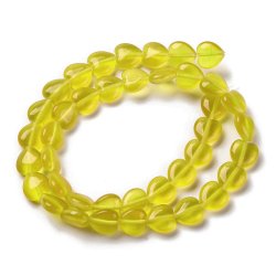 Glasperle, ganzer Strang, Cat-eye-Look, Herz, gelb, 10x10x4,5 mm. 39 Stck