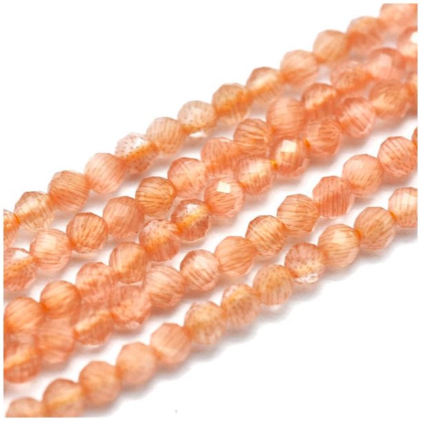 Cat's eye beads, entire strand, salmon color, faceted glas, round, 2mm, 175pcs