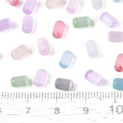 Cat-eye Perlen, gemischte pastellfarben, l�ngliche Perlen, 6x4 mm, ca. 70 Stck