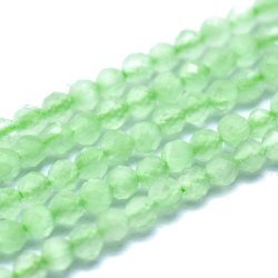 Cat's eye beads, entire strand, light green, faceted glas, round, 2mm, 175pcs