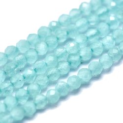 Cat's eye beads, entire strand, light blue, faceted glass, round, 2mm, ca. 175pcs