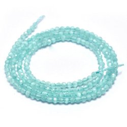 Cat's eye beads, entire strand, light blue, faceted glass, round, 2mm, ca. 175pcs
