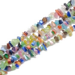 Cat eye perlen, doppel-Strang, Nuggets, viele Farben, 4-8x2-3 mm, ca. 380 Stk.