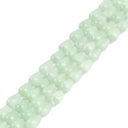 Katte�je-glasperler, dr�be, changerende lysegr�n, 10x6 mm, 6 stk.