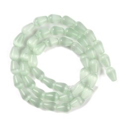 Katte�je-glasperler, dr�be, changerende lysegr�n, 10x6 mm, 6 stk.