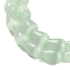 Katte�je-glasperler, dr�be, changerende lysegr�n, 10x6 mm, 6 stk.