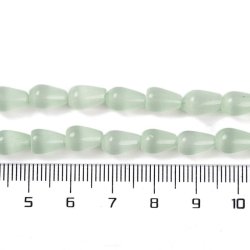 Katte�je-glasperler, dr�be, changerende lysegr�n, 10x6 mm, 6 stk.
