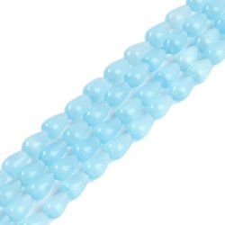 Katte�je-glasperler, dr�be, changerende lysebl�, 10x6 mm, 6 stk.