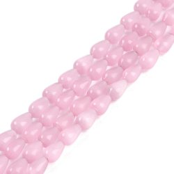 Katte�je-glasperler, dr�be, changerende pink, 10x6 mm, 6 stk.