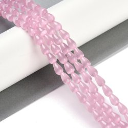 Katte�je-glasperler, dr�be, changerende pink, 10x6 mm, 6 stk.