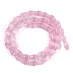 Katte�je-glasperler, dr�be, changerende pink, 10x6 mm, 6 stk.