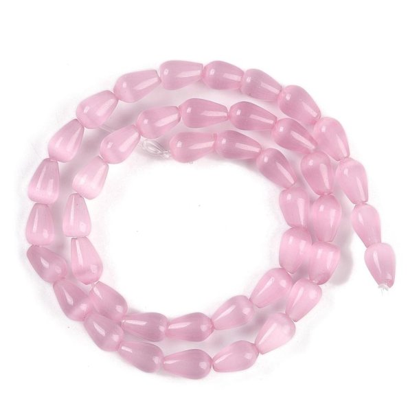 Katte�je-glasperler, hel streng, changerende dr�be, pink, 10x6 mm, ca. 42 stk.