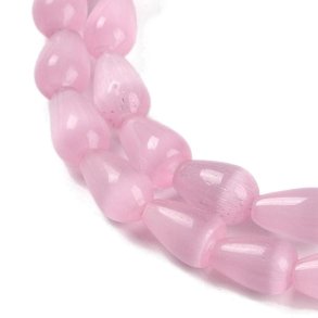 Katte�je-glasperler, dr�be, changerende pink, 10x6 mm, 6 stk.