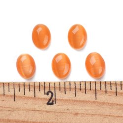 Cabochon, fiberoptisches Glas, orange, 8x6x3 mm, 4 stk.