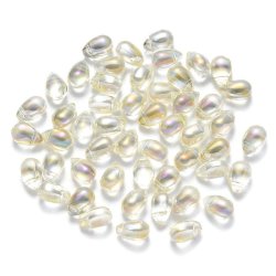 Glasperle, Tropfen, AB-Schliff, glnzend, transparent, farbig, oben kreuzweise gebohrt, 9x6 mm. 6 St