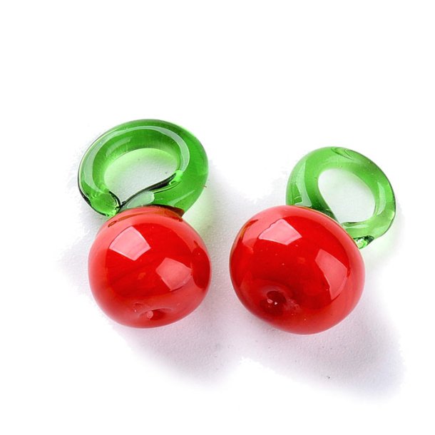 Anhnger aus Glas, rote pfle, 18x10 mm, 4 Stk.