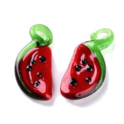 Glasanh&auml;nger, Melonenst&uuml;ck, Fruchtfigur mit &Ouml;se, ca. 24x12x4 mm, 4 St&uuml;ck.