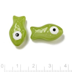 Glasperle, Fisch, grn, 21x11x8 mm, 2 Stk.