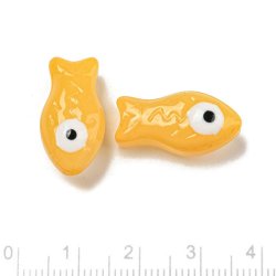 Glasperle, Fisch, gelb, 21x11x8 mm, 2 Stk.