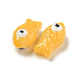 Glasperle, Fisch, gelb, 21x11x8 mm, 2 Stk.
