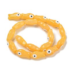 Glasperle, Fisch, gelb, 21x11x8 mm, 2 Stk.
