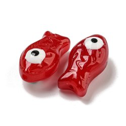 Glasperle, Fisch, rot, 21x11x8 mm, 2 Stk.
