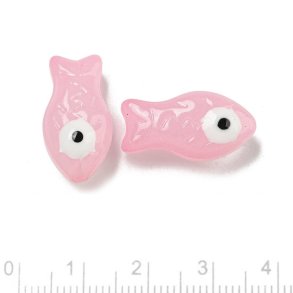Glasperle, Fisch, rosa, 21x11x8 mm, 2 Stk.