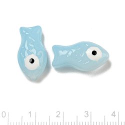 Glasperle, Fisch, trkis, 21x11x8 mm, 2 Stk.