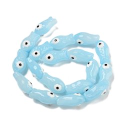 Glasperle, Fisch, trkis, 21x11x8 mm, 2 Stk.