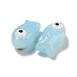 Glasperle, Fisch, trkis, 21x11x8 mm, 2 Stk.