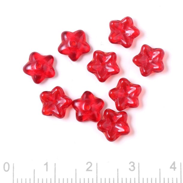 Glasperlen, rot, halbdurchsichtig, 8x3 mm, 10 Stk.