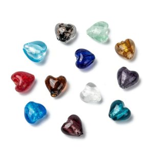 Glasherz, farblich sortiert, 12x12 mm, 6 Stck