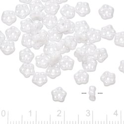 Glasperlen, Blumen, wei, Durchmesser 5 mm, 10 Stk.